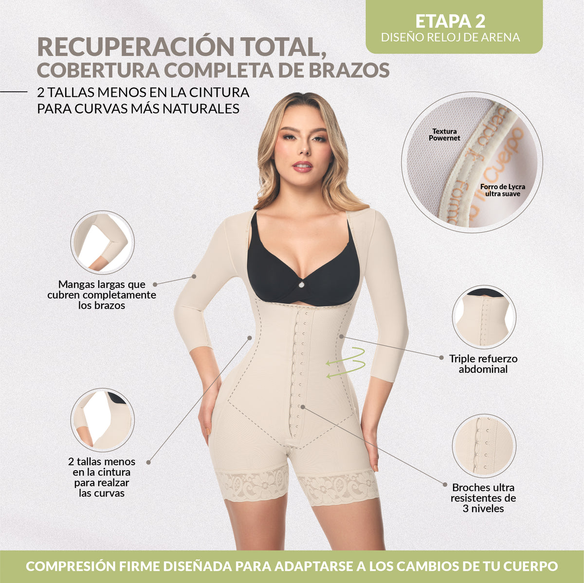 Faja Media Pierna con tiras anchas negra ( Ref O-215 / O-015 )