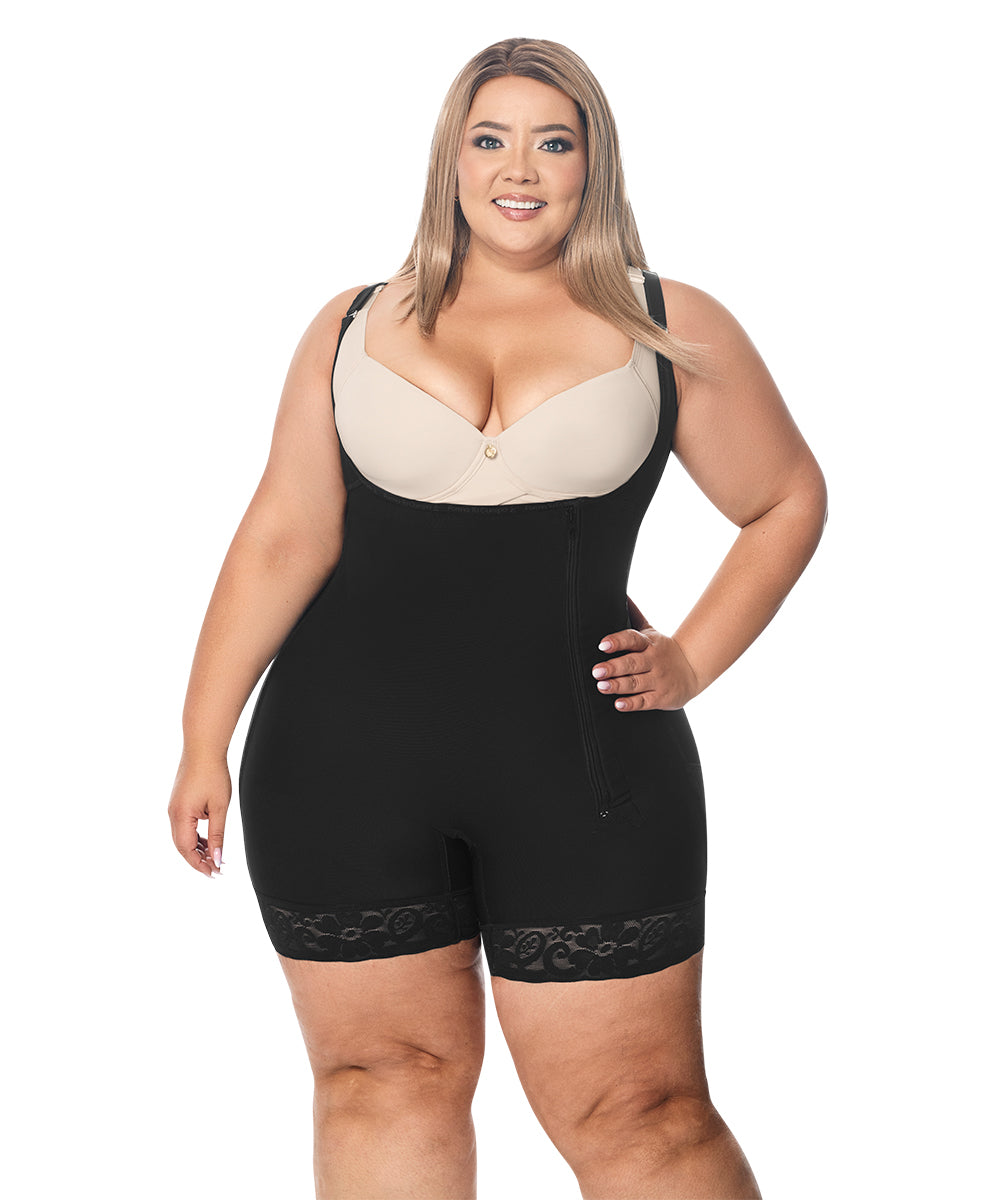 Faja moldeadora control abdomen - media pierna con tiras y cremallera lateral ( Ref. O-016 | Ref. O-010 )