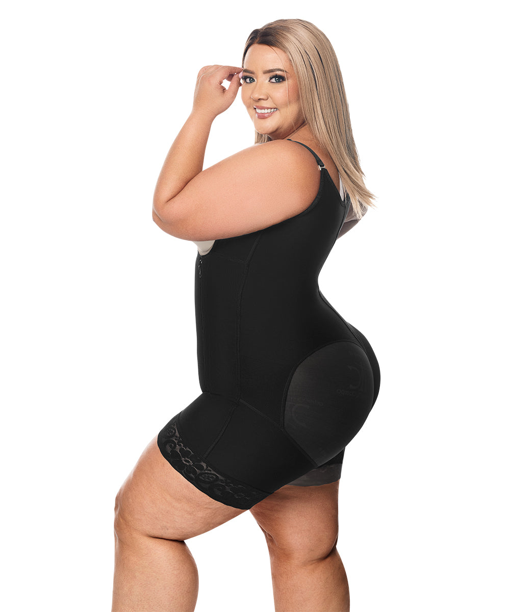 Faja moldeadora control abdomen - media pierna con tiras y cremallera lateral ( Ref. O-016 | Ref. O-010 )