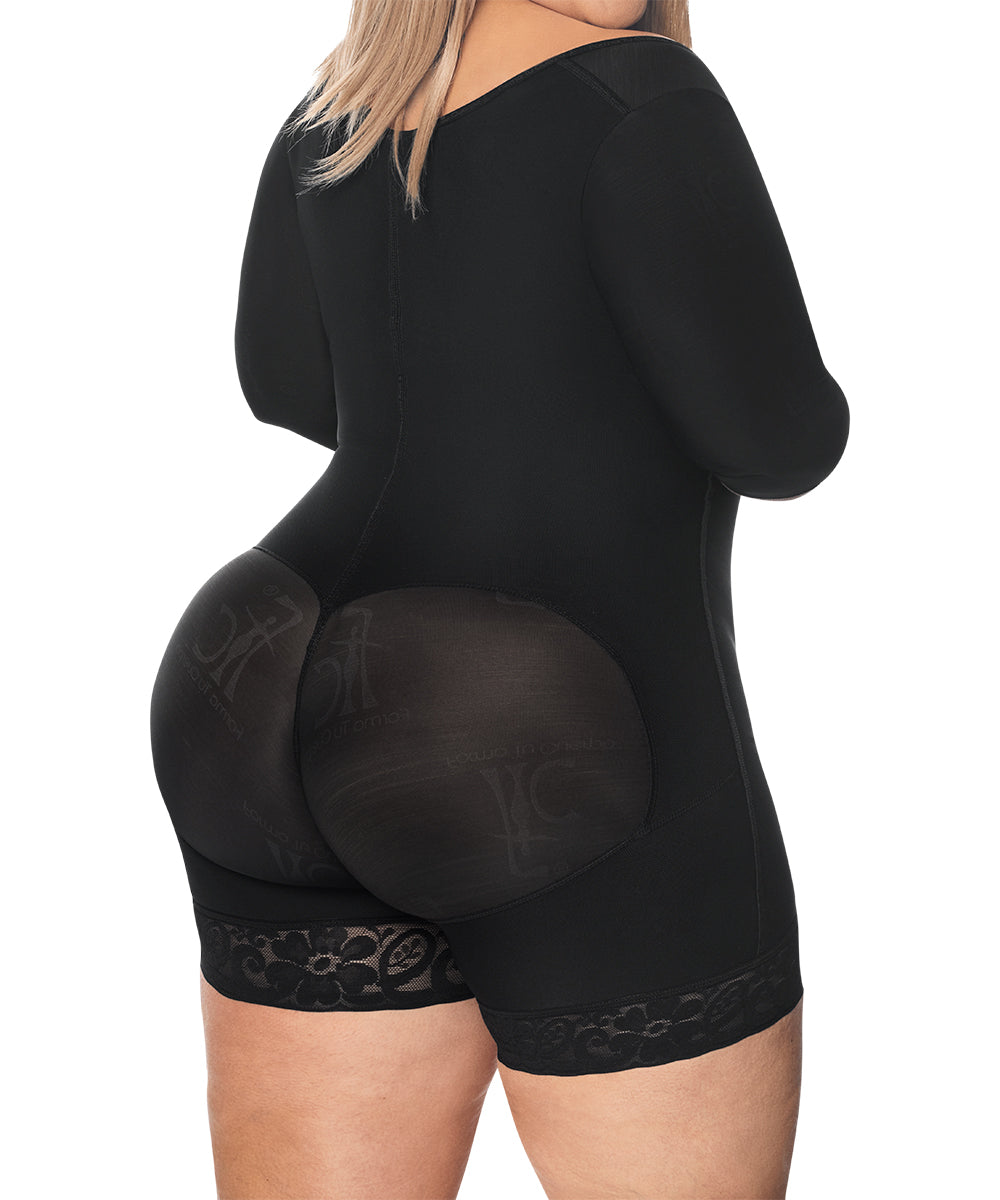 Faja control de abdomen, media pierna con manga y cremallera lateral ( Ref. O-017)