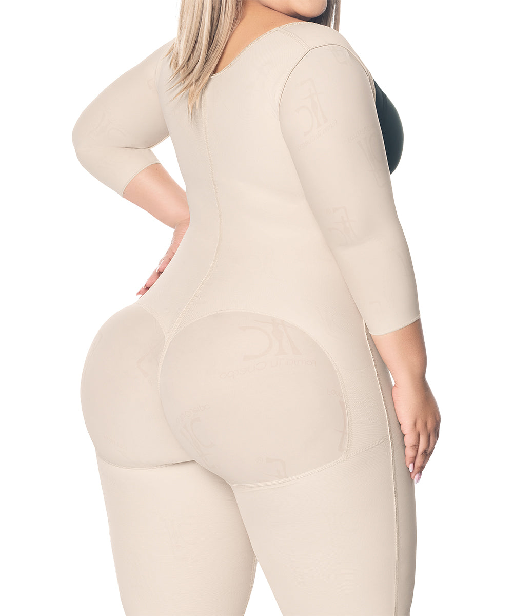 Faja moldeadora con manga corta hasta la rodilla y  cremallera lateral ( Ref. O-024 )