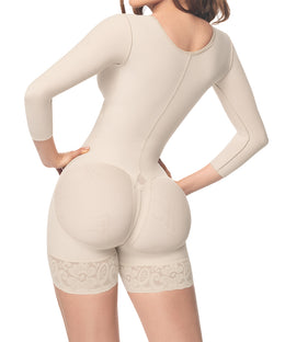Faja con brasier con triple refuerzo abdominal efecto reloj de arena que cubre desde los brazos hasta la media pierna ( Ref. O-093 )