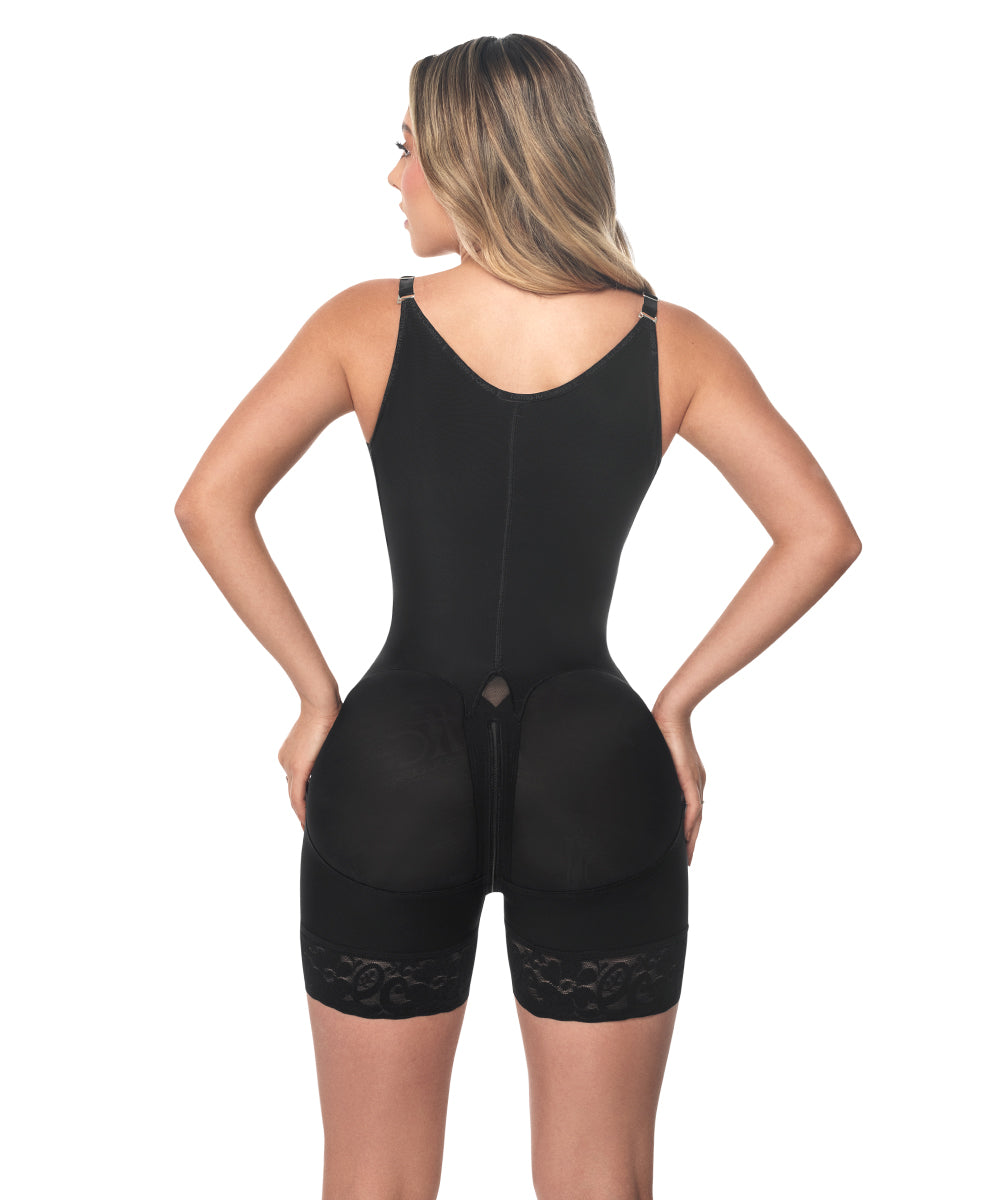 Faja moldeadora reloj de arena | control abdomen - media pierna con tiras, cremalleras y broche central (Ref. O-211 | Ref. O-011)