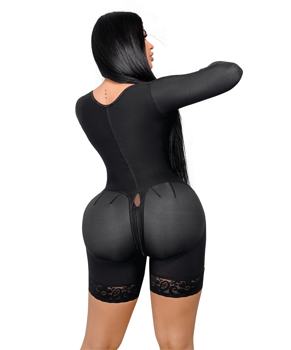 Faja Media Pierna con tiras anchas negra ( Ref O-215 / O-015 )