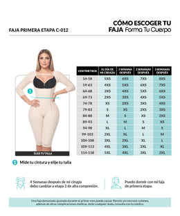 Faja post operatoria primera etapa rodilla con mangas ( Ref. C-012 )