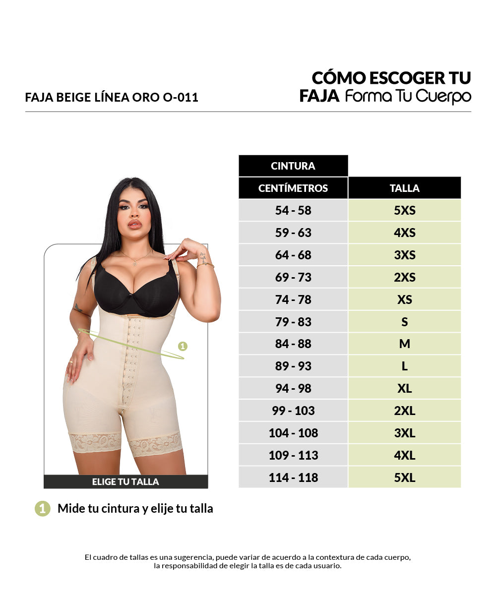 Faja moldeadora reloj de arena | control abdomen - media pierna con tiras, cremalleras y broche central (Ref. O-211 | Ref. O-011)