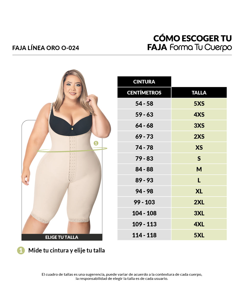 Faja moldeadora con manga corta hasta la rodilla y  cremallera lateral ( Ref. O-024 )