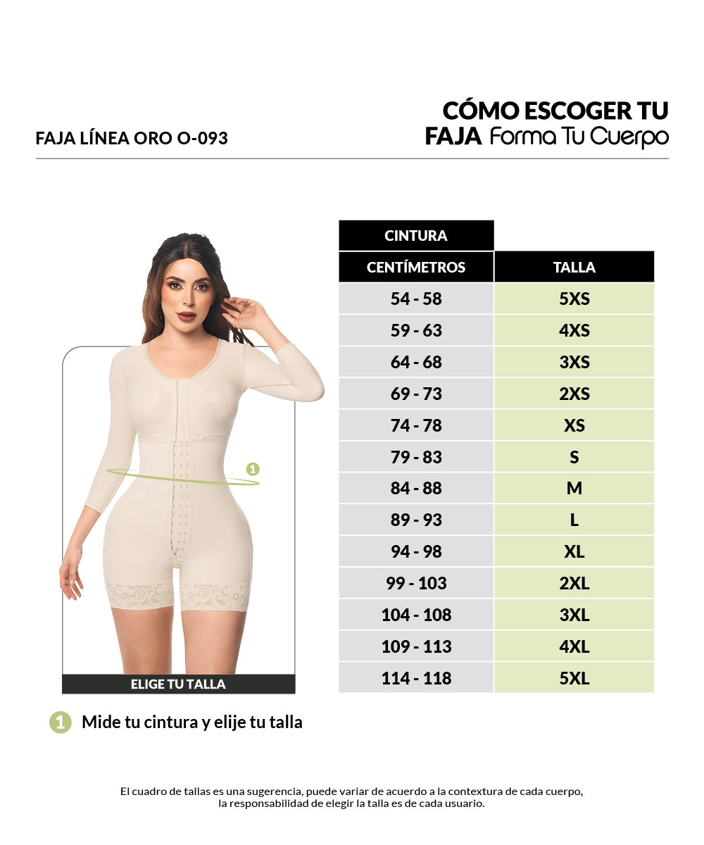 Faja con brasier con triple refuerzo abdominal efecto reloj de arena que cubre desde los brazos hasta la media pierna ( Ref. O-093 )