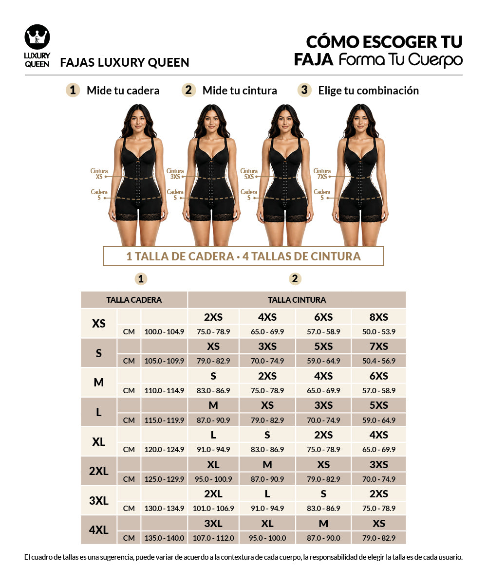 Faja Reloj de Arena Media Pierna Con Broches  - Luxury  Queen (Ref. Lux-213 | Ref. Lux-013)