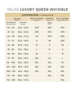 tallas luxury queen invisible